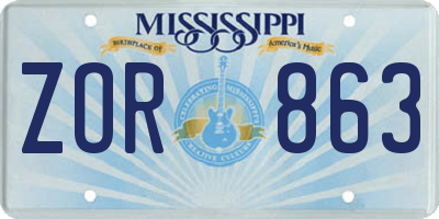 MS license plate ZOR863