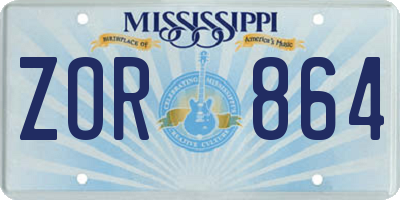 MS license plate ZOR864