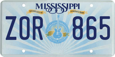 MS license plate ZOR865