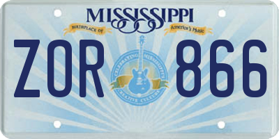 MS license plate ZOR866