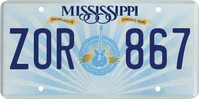 MS license plate ZOR867
