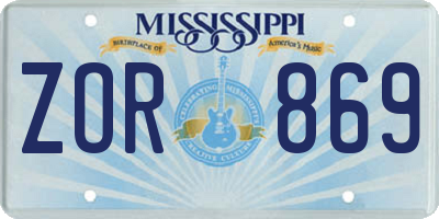 MS license plate ZOR869