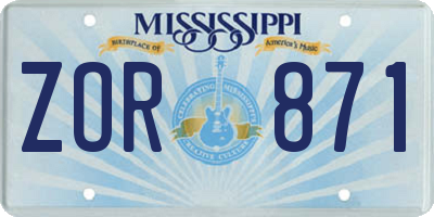 MS license plate ZOR871