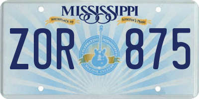 MS license plate ZOR875