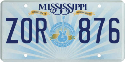 MS license plate ZOR876
