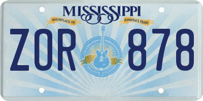 MS license plate ZOR878
