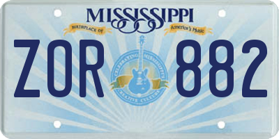 MS license plate ZOR882