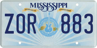 MS license plate ZOR883