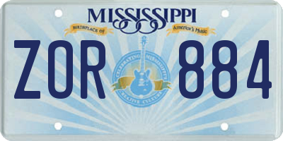 MS license plate ZOR884