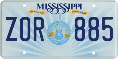 MS license plate ZOR885