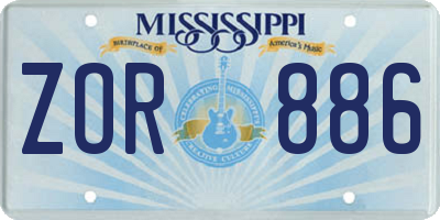 MS license plate ZOR886