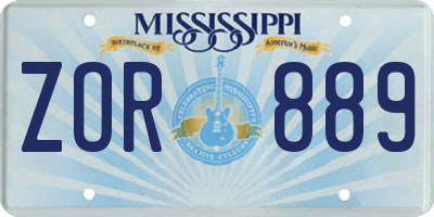 MS license plate ZOR889