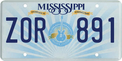 MS license plate ZOR891