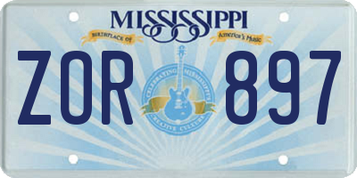 MS license plate ZOR897