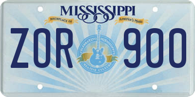 MS license plate ZOR900