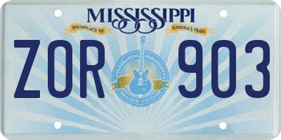 MS license plate ZOR903