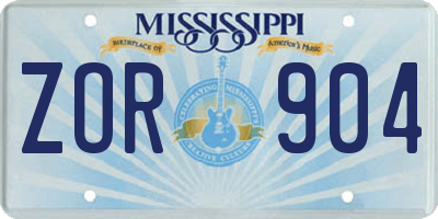 MS license plate ZOR904