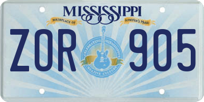 MS license plate ZOR905