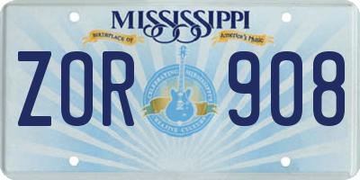 MS license plate ZOR908
