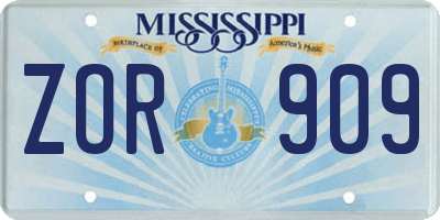 MS license plate ZOR909