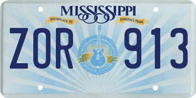MS license plate ZOR913