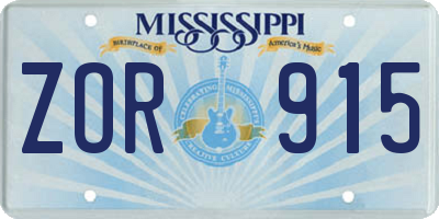 MS license plate ZOR915
