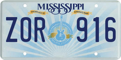 MS license plate ZOR916