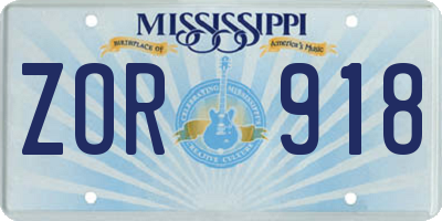 MS license plate ZOR918