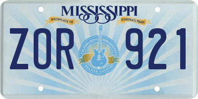 MS license plate ZOR921