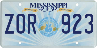 MS license plate ZOR923