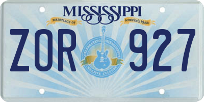 MS license plate ZOR927