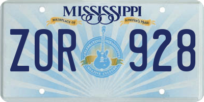 MS license plate ZOR928