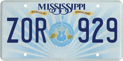 MS license plate ZOR929
