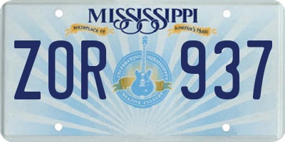 MS license plate ZOR937