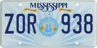 MS license plate ZOR938