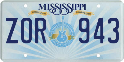 MS license plate ZOR943