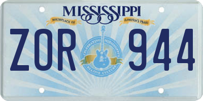 MS license plate ZOR944