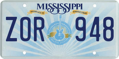 MS license plate ZOR948