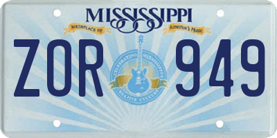MS license plate ZOR949