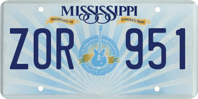 MS license plate ZOR951