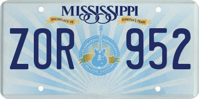 MS license plate ZOR952