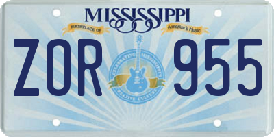 MS license plate ZOR955