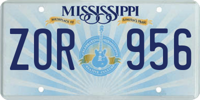 MS license plate ZOR956