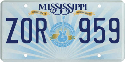 MS license plate ZOR959