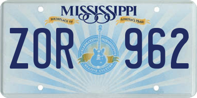 MS license plate ZOR962