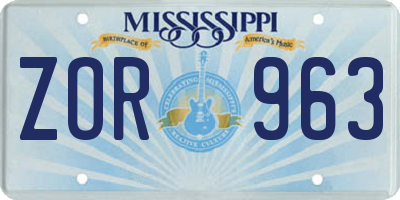 MS license plate ZOR963