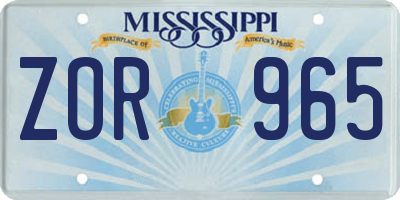 MS license plate ZOR965