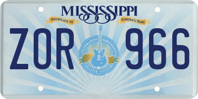 MS license plate ZOR966
