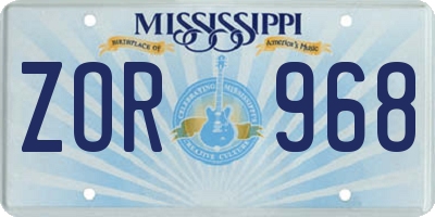 MS license plate ZOR968