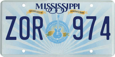MS license plate ZOR974